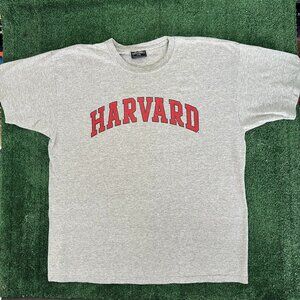 Vintage Y2K Harvard University T-Shirt Ivy League Collegiate Preppy Gray XL